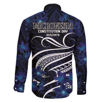 Micronesia Constitution Day Family Matching Short Sleeve Bodycon Dress and Hawaiian Shirt Since 1979 with Polynesian Hibiscus Pattern