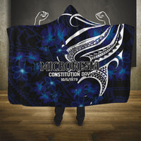 Micronesia Constitution Day Hooded Blanket Since 1979 with Polynesian Hibiscus Pattern