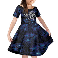Micronesia Constitution Day Kid Short Sleeve Dress Since 1979 with Polynesian Hibiscus Pattern