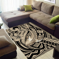 Polynesian Shark Tribal Tattoo Area Rug Beige Style