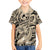 Polynesian Shark Tribal Tattoo Family Matching Off Shoulder Short Dress and Hawaiian Shirt Beige Style