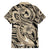 Polynesian Shark Tribal Tattoo Family Matching Short Sleeve Bodycon Dress and Hawaiian Shirt Beige Style