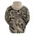 Polynesian Shark Tribal Tattoo Zip Hoodie Beige Style