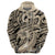 Polynesian Shark Tribal Tattoo Zip Hoodie Beige Style