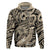 Polynesian Shark Tribal Tattoo Zip Hoodie Beige Style