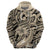 Polynesian Shark Tribal Tattoo Zip Hoodie Beige Style