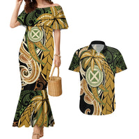 Wallis and Futuna Victory Day Couples Matching Mermaid Dress and Hawaiian Shirt Since 1945 with Polynesian Platinum Floral Tribal LT9 Red - Polynesian Pride