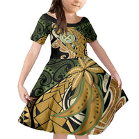 Wallis and Futuna Victory Day Family Matching Mermaid Dress and Hawaiian Shirt Since 1945 with Polynesian Platinum Floral Tribal LT9 Daughter's Dress Red - Polynesian Pride