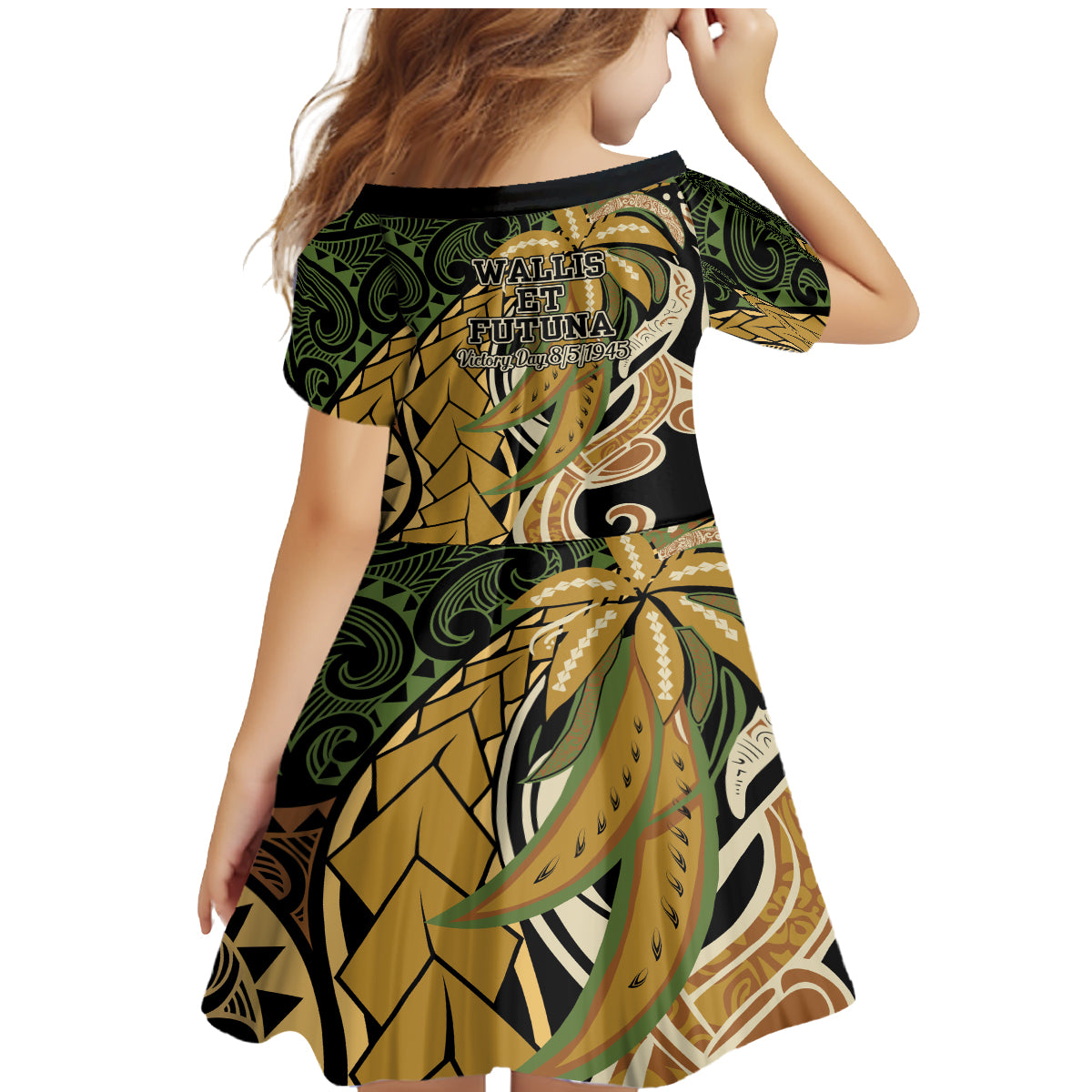 Wallis and Futuna Victory Day Family Matching Mermaid Dress and Hawaiian Shirt Since 1945 with Polynesian Platinum Floral Tribal LT9 - Polynesian Pride