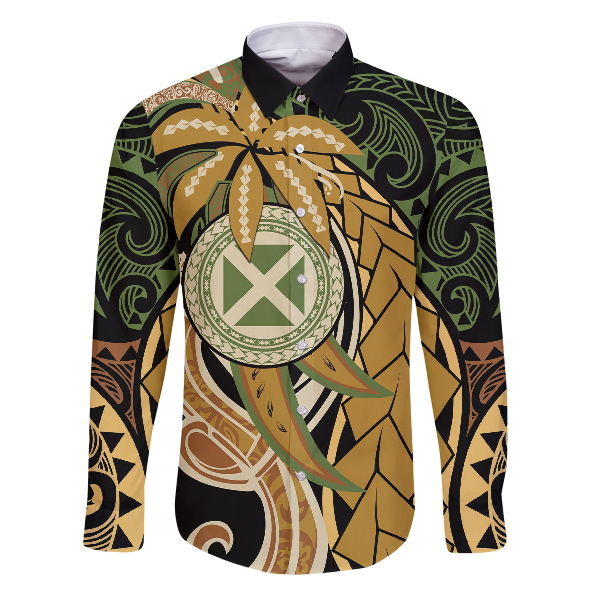 Wallis and Futuna Victory Day Family Matching Puletasi and Hawaiian Shirt Since 1945 with Polynesian Platinum Floral Tribal LT9 Dad's Shirt - Long Sleeve Red - Polynesian Pride