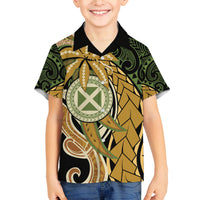 Wallis and Futuna Victory Day Family Matching Puletasi and Hawaiian Shirt Since 1945 with Polynesian Platinum Floral Tribal LT9 Son's Shirt Red - Polynesian Pride