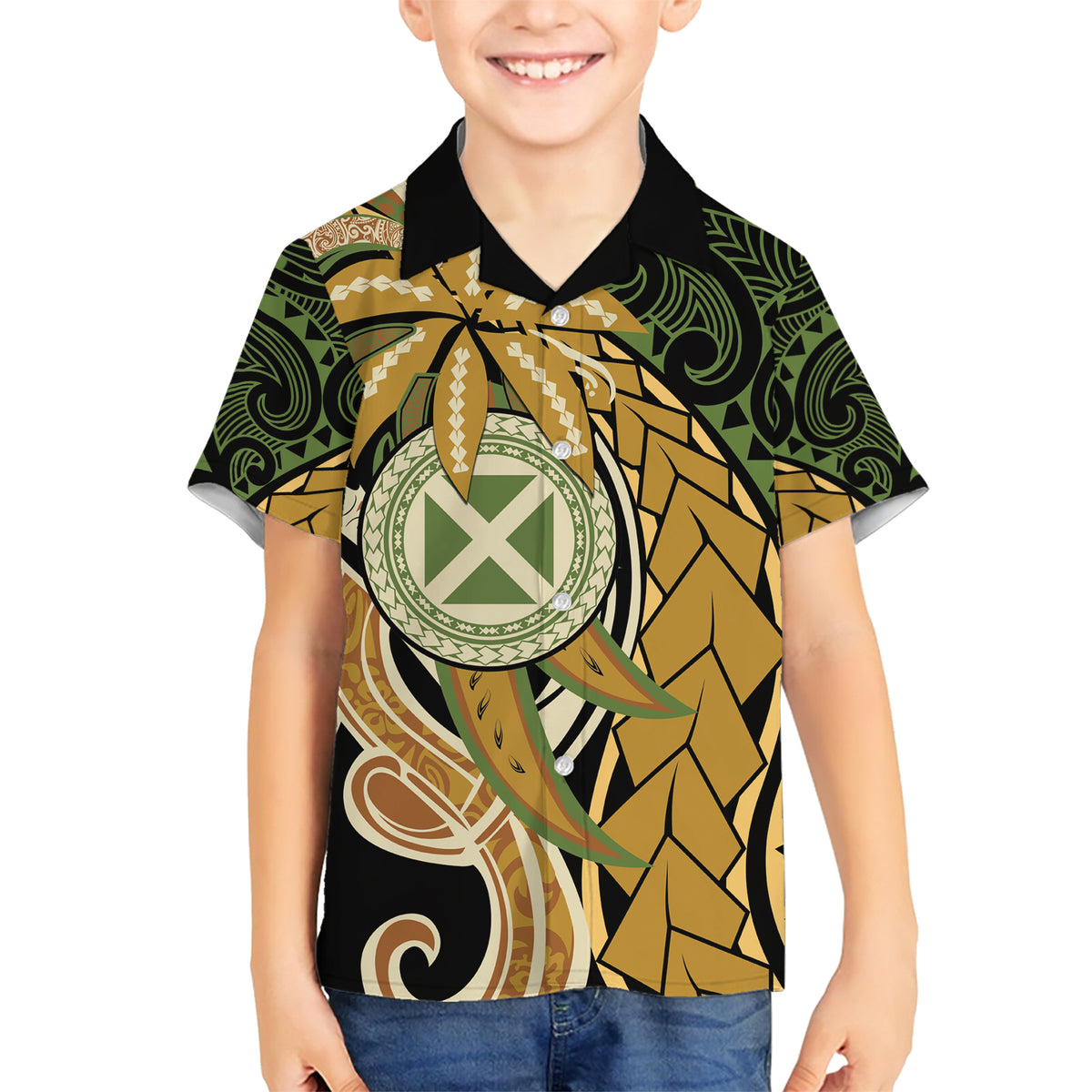 Wallis and Futuna Victory Day Family Matching Short Sleeve Bodycon Dress and Hawaiian Shirt Since 1945 with Polynesian Platinum Floral Tribal LT9 Son's Shirt Red - Polynesian Pride