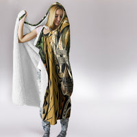 Wallis and Futuna Victory Day Hooded Blanket Since 1945 with Polynesian Platinum Floral Tribal