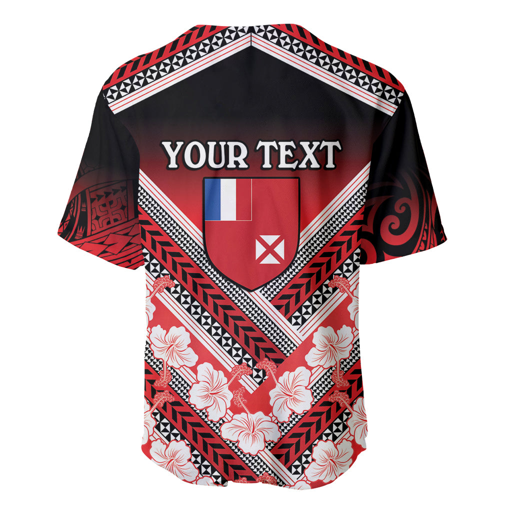 Personalised Wallis et Futuna Baseball Jersey Hibiscus and Polynesian Tribal Tattoos LT9 - Polynesian Pride