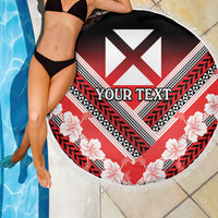 Personalised Wallis et Futuna Beach Blanket Hibiscus and Polynesian Tribal Tattoos