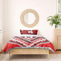Personalised Wallis et Futuna Bedding Set Hibiscus and Polynesian Tribal Tattoos