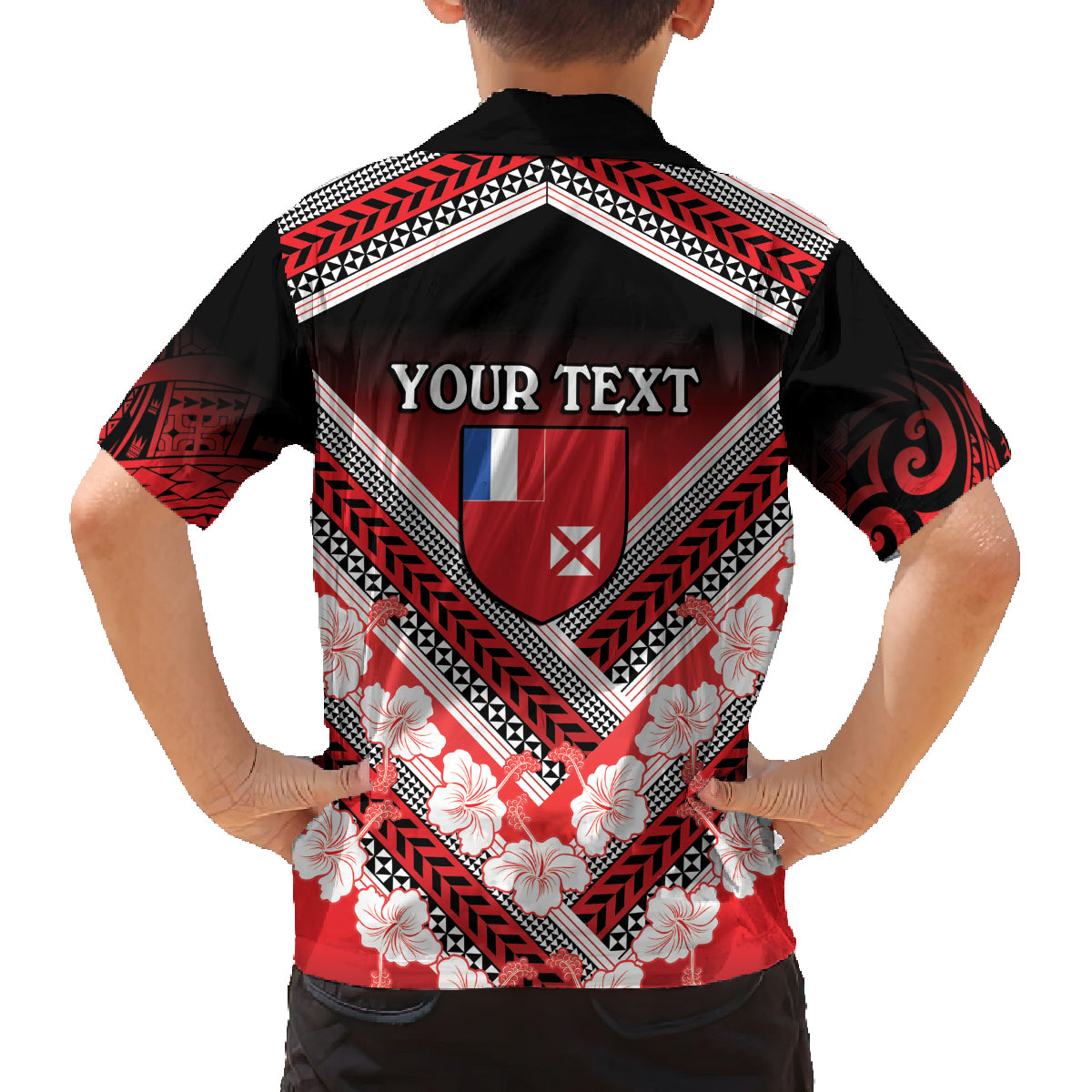 Personalised Wallis et Futuna Family Matching Long Sleeve Bodycon Dress and Hawaiian Shirt Hibiscus and Polynesian Tribal Tattoos LT9 - Polynesian Pride