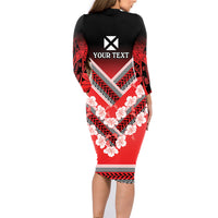 Personalised Wallis et Futuna Family Matching Long Sleeve Bodycon Dress and Hawaiian Shirt Hibiscus and Polynesian Tribal Tattoos LT9 - Polynesian Pride