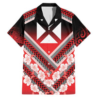 Personalised Wallis et Futuna Family Matching Mermaid Dress and Hawaiian Shirt Hibiscus and Polynesian Tribal Tattoos LT9 Dad's Shirt - Short Sleeve Red - Polynesian Pride