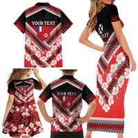 Personalised Wallis et Futuna Family Matching Short Sleeve Bodycon Dress and Hawaiian Shirt Hibiscus and Polynesian Tribal Tattoos LT9 - Polynesian Pride