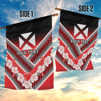 Personalised Wallis et Futuna Garden Flag Hibiscus and Polynesian Tribal Tattoos