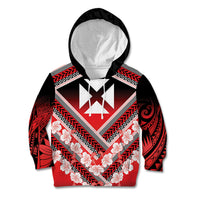 Personalised Wallis et Futuna Kid Hoodie Hibiscus and Polynesian Tribal Tattoos
