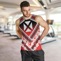 Personalised Wallis et Futuna Men Tank Top Hibiscus and Polynesian Tribal Tattoos