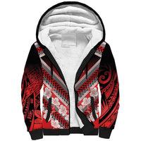 Personalised Wallis et Futuna Sherpa Hoodie Hibiscus and Polynesian Tribal Tattoos LT9 Unisex Red - Polynesian Pride