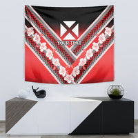 Personalised Wallis et Futuna Tapestry Hibiscus and Polynesian Tribal Tattoos