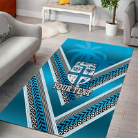 Custom Fiji Rugby Area Rug Fijian Warrior With Polynesian Tribal Tattoos