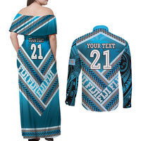 Custom Fiji Rugby Couples Matching Off Shoulder Maxi Dress and Long Sleeve Button Shirt Fijian Warrior With Polynesian Tribal Tattoos LT9 - Polynesian Pride