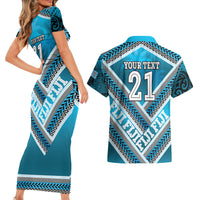 Custom Fiji Rugby Couples Matching Short Sleeve Bodycon Dress and Hawaiian Shirt Fijian Warrior With Polynesian Tribal Tattoos LT9 - Polynesian Pride