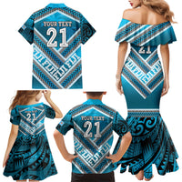 Custom Fiji Rugby Family Matching Mermaid Dress and Hawaiian Shirt Fijian Warrior With Polynesian Tribal Tattoos LT9 - Polynesian Pride