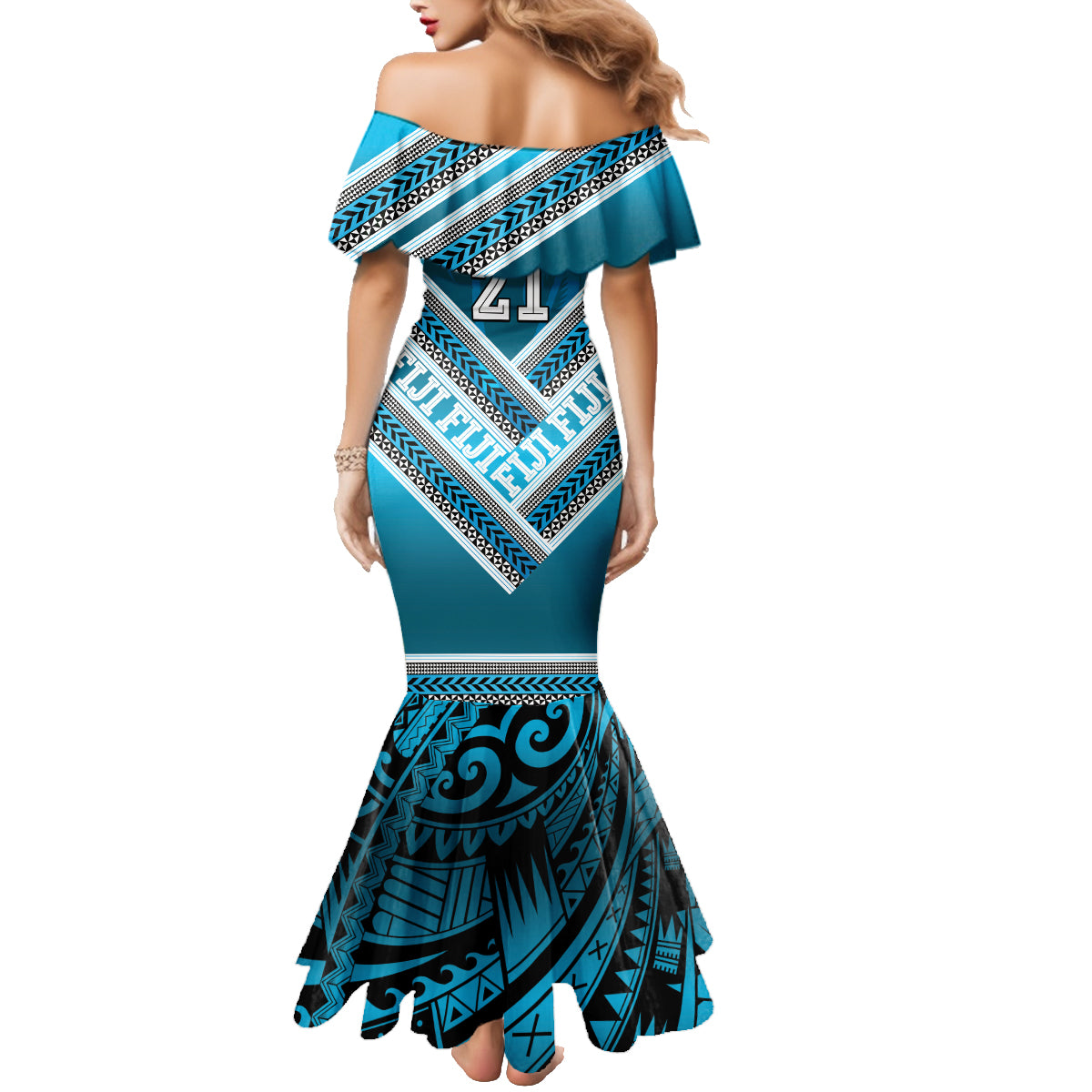 Custom Fiji Rugby Family Matching Mermaid Dress and Hawaiian Shirt Fijian Warrior With Polynesian Tribal Tattoos LT9 - Polynesian Pride