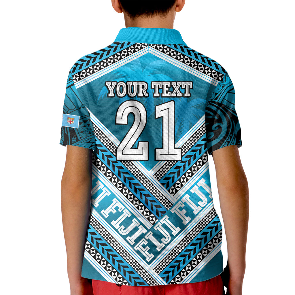 Custom Fiji Rugby Kid Polo Shirt Fijian Warrior With Polynesian Tribal Tattoos