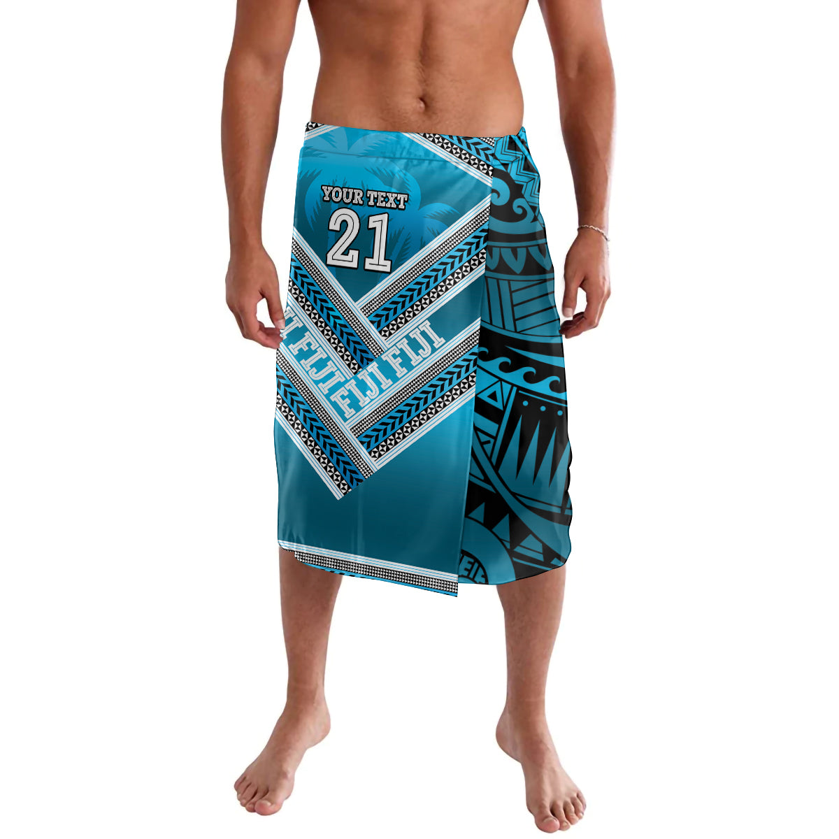 Custom Fiji Rugby Lavalava Fijian Warrior With Polynesian Tribal Tattoos