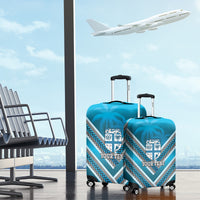 Custom Fiji Rugby Luggage Cover Fijian Warrior With Polynesian Tribal Tattoos