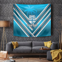 Custom Fiji Rugby Tapestry Fijian Warrior With Polynesian Tribal Tattoos