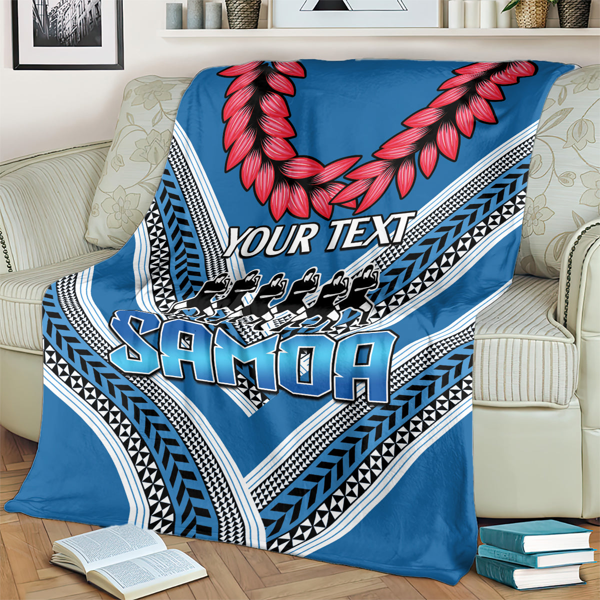 Custom Manuma Samoa Rugby Blanket Ula fala Samoan Siva Tau Tribal