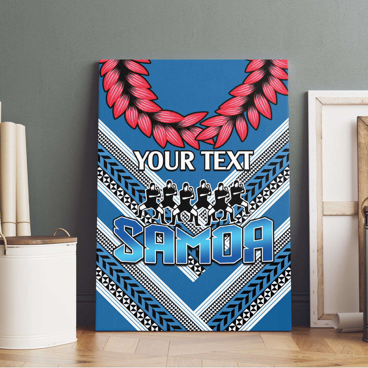 Custom Manuma Samoa Rugby Canvas Wall Art Ula fala Samoan Siva Tau Tribal