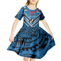 Custom Manuma Samoa Rugby Kid Short Sleeve Dress Ula fala Samoan Siva Tau Tribal
