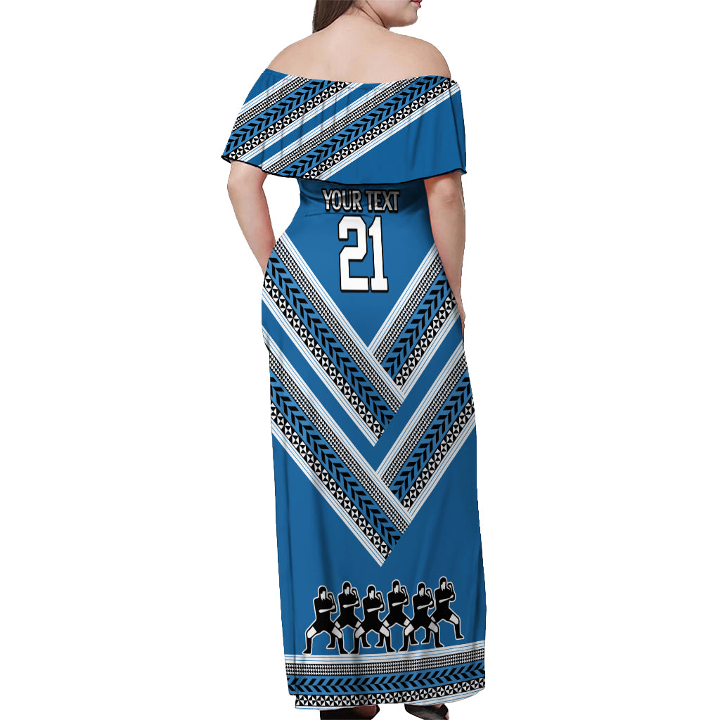 Custom Manuma Samoa Rugby Off Shoulder Maxi Dress Ula fala Samoan Siva Tau Tribal