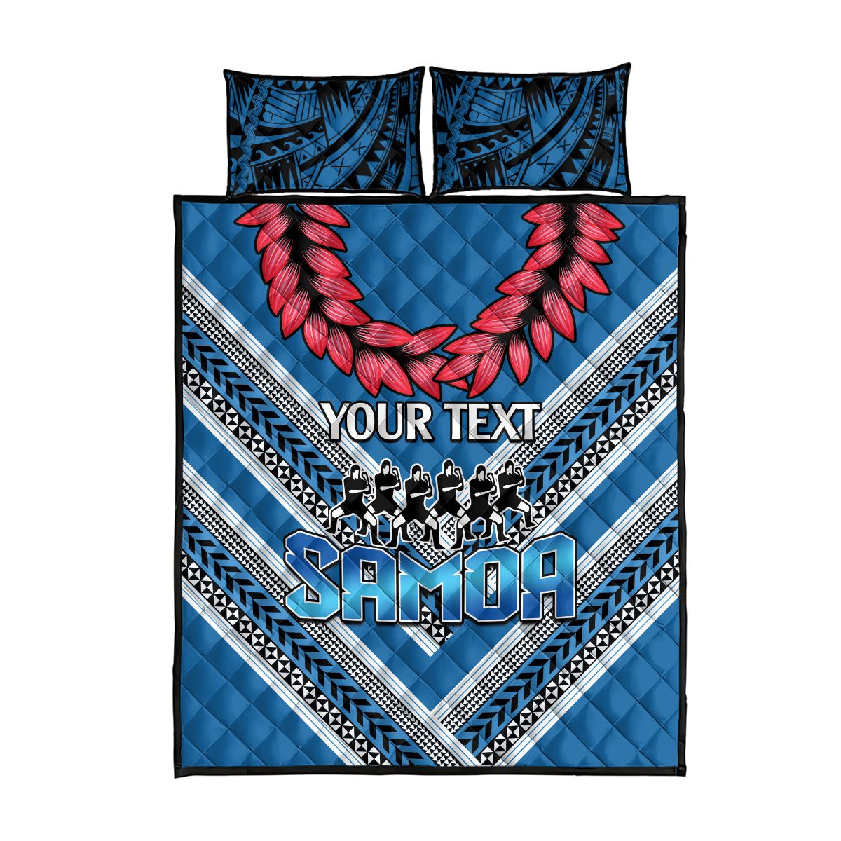 Custom Manuma Samoa Rugby Quilt Bed Set Ula fala Samoan Siva Tau Tribal