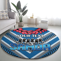 Custom Manuma Samoa Rugby Round Carpet Ula fala Samoan Siva Tau Tribal