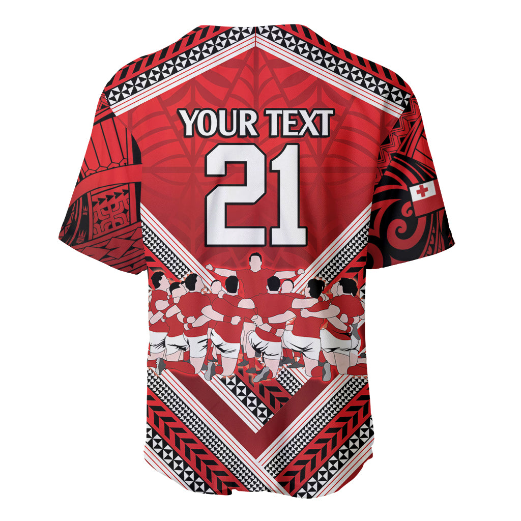 Custom Tonga Rugby Baseball Jersey Tonga Sipi Tau Ngatu Tribal Pattern