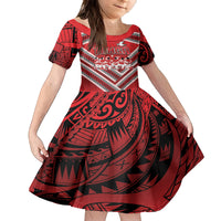 Custom Tonga Rugby Family Matching Long Sleeve Bodycon Dress and Hawaiian Shirt Tonga Sipi Tau Ngatu Tribal Pattern LT9 Daughter's Dress Red - Polynesian Pride