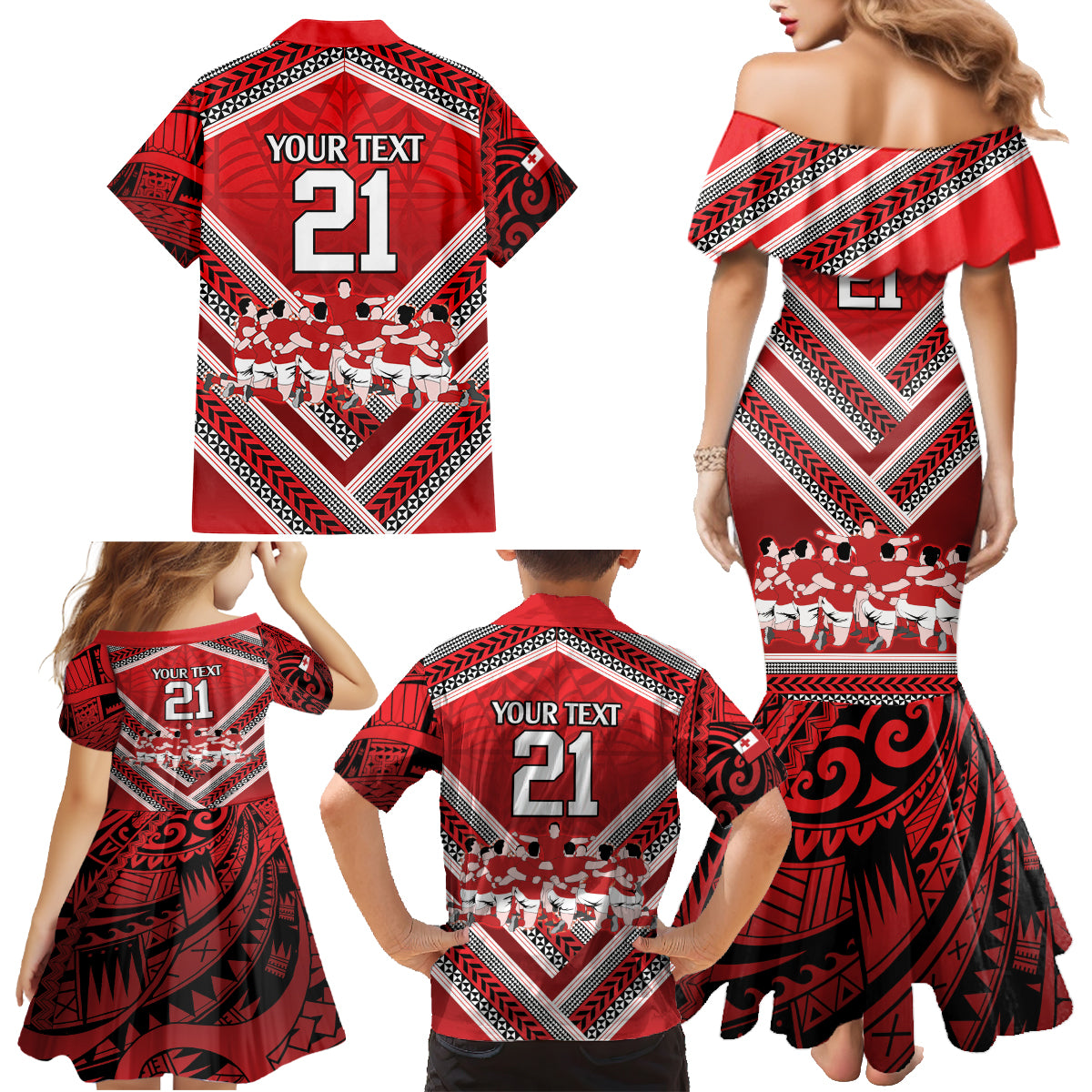 Custom Tonga Rugby Family Matching Mermaid Dress and Hawaiian Shirt Tonga Sipi Tau Ngatu Tribal Pattern LT9 - Polynesian Pride