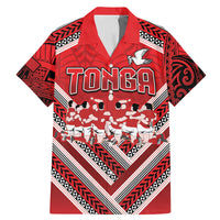 Custom Tonga Rugby Family Matching Mermaid Dress and Hawaiian Shirt Tonga Sipi Tau Ngatu Tribal Pattern LT9 Dad's Shirt - Short Sleeve Red - Polynesian Pride