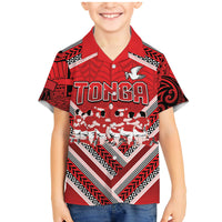Custom Tonga Rugby Family Matching Mermaid Dress and Hawaiian Shirt Tonga Sipi Tau Ngatu Tribal Pattern LT9 Son's Shirt Red - Polynesian Pride