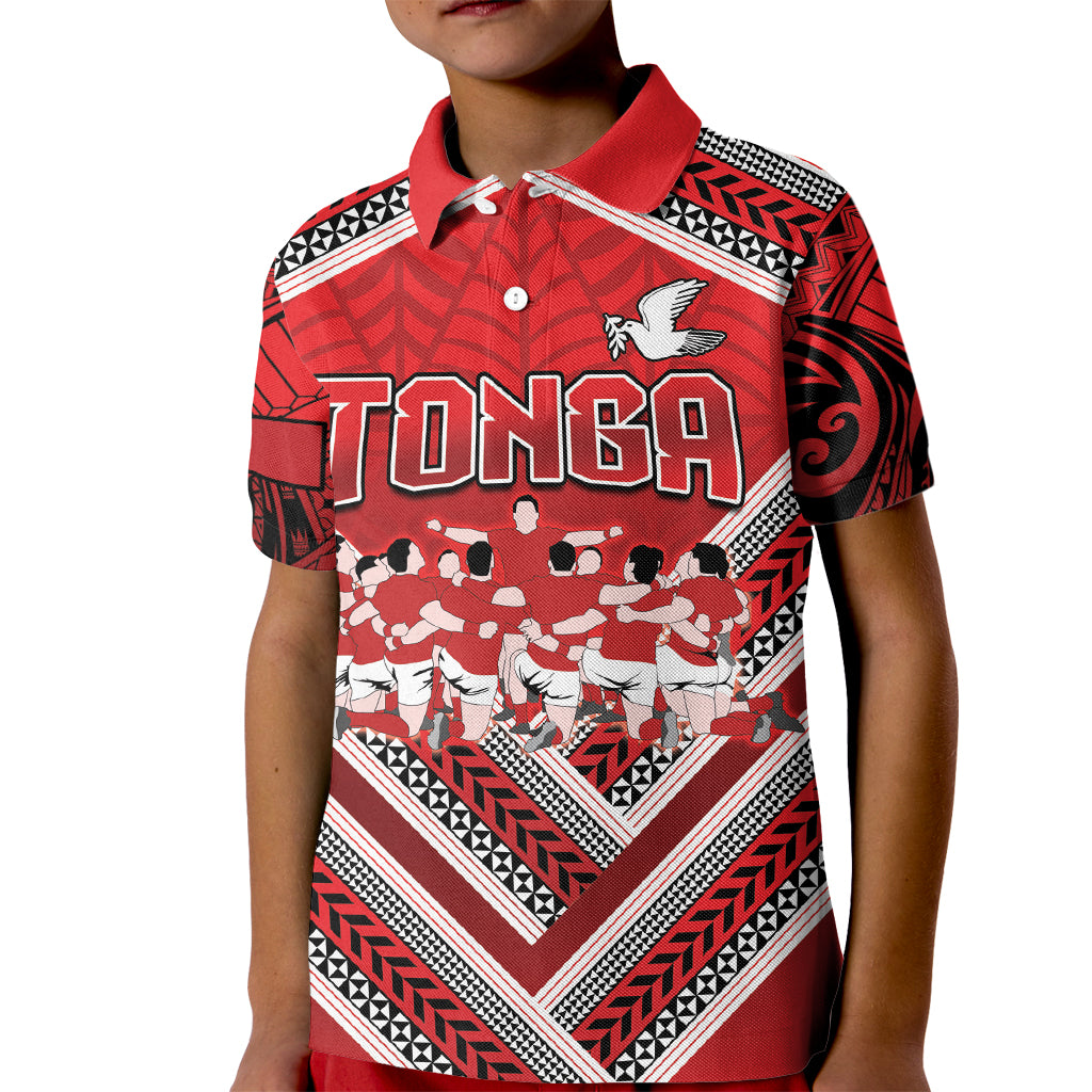 Custom Tonga Rugby Kid Polo Shirt Tonga Sipi Tau Ngatu Tribal Pattern